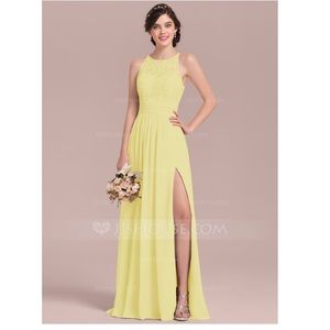 A-Line/Princess Scoop Neck Maxi dress, yellow sz 6